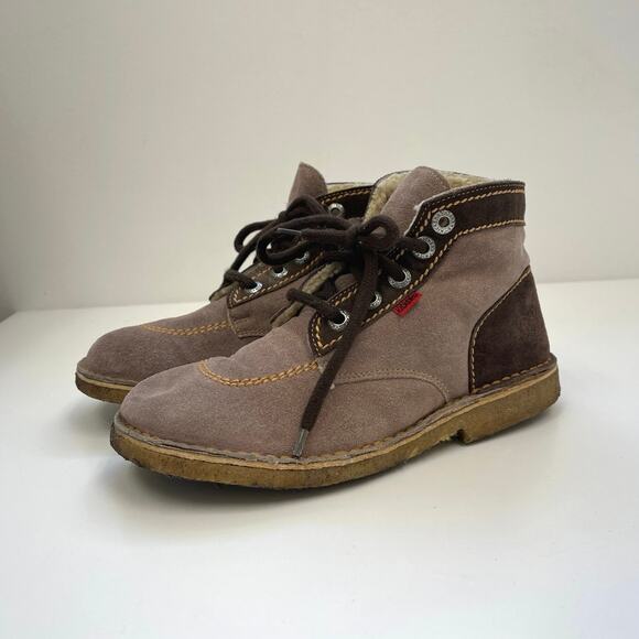 Kickers Suede Kicklegend Unisex Classic Fleece Lined Ankle Boots - Size 38/US7 - Picture 3 of 9